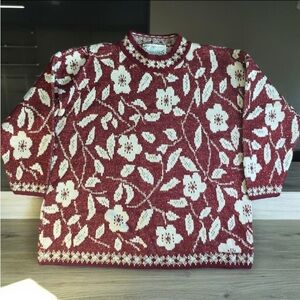 VTG Sweater Trimmings Womens Size 18w Cranberry w/red Shine Ramie Cotton Tunic